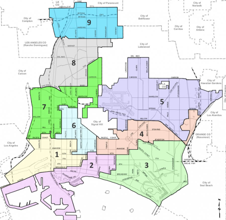 Long Beach Ville Council District carte